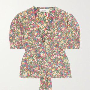 DÔEN's 'Yana' blouse Green Valley Coral , L NWT